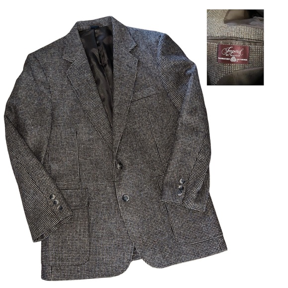 Imperial By Haggar 100% Brown Wool Tweed Jacket Vintage Size 42 Coat Blazer - Picture 1 of 3